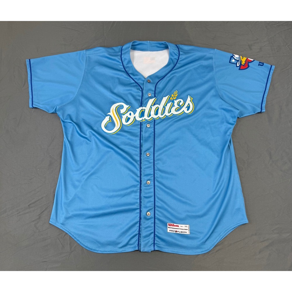 Wilson Amarillo Sod Poodles Soddies Baseball Jersey Mens 3XL Light Blue‎ MiLB
